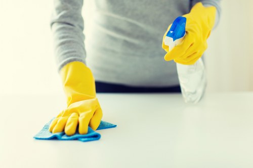 Deep carpet cleaning equipment in a home interior