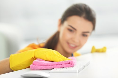 Eco-friendly home cleaning team maintaining a spotless and comfortable home