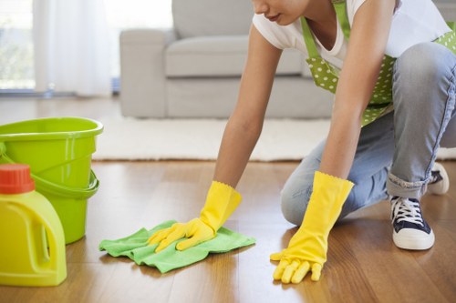 Housecleaning services in a bright modern kitchen and living room